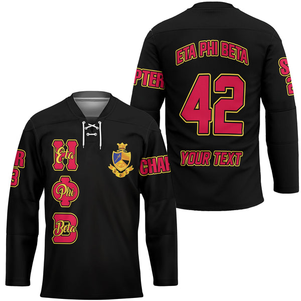 Sorority Hockey Jersey - Personalized Eta Phi Beta Hockey Jersey Original Black Style