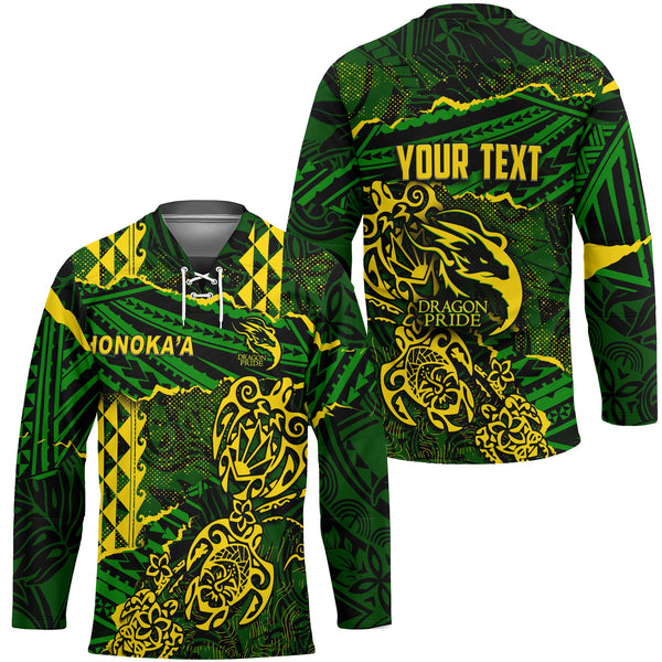 Hawaii Honoka High & Intermediate School Custom Hockey Jersey Polynesian Turtle Style