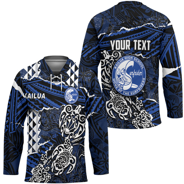 Hawaii Kailua High School Custom Hockey Jersey Polynesian Turtle Style