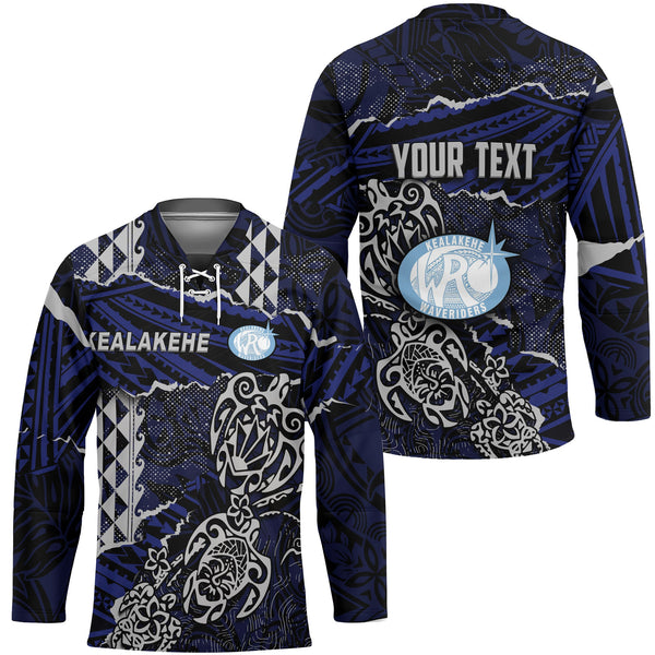 Hawaii Kealakehe High School Custom Hockey Jersey Polynesian Turtle Style