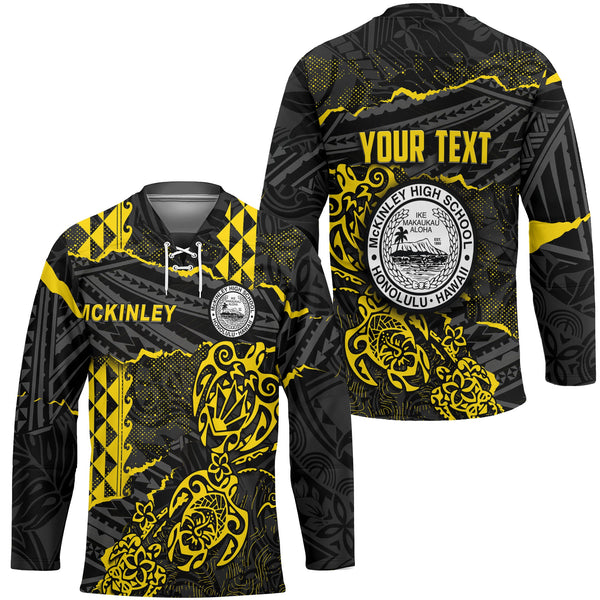 Hawaii President William McKinley High School Custom Hockey Jersey Polynesian Turtle Style