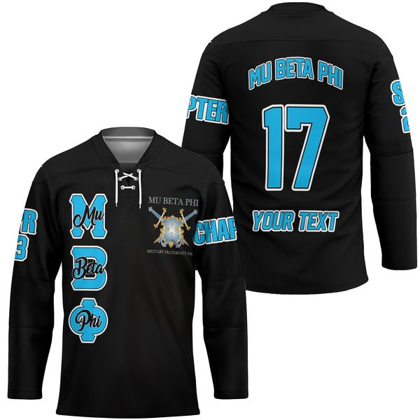 Fraternity Hockey Jersey - Personalized Mu Beta Phi Hockey Jersey Original Dark Style