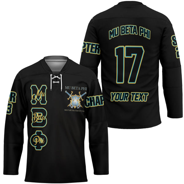 Fraternity Hockey Jersey - Personalized Mu Beta Phi Hockey Jersey Original Black Style