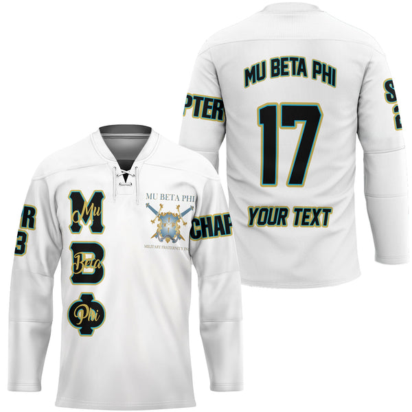 Fraternity Hockey Jersey - Personalized Mu Beta Phi Hockey Jersey Original White Style