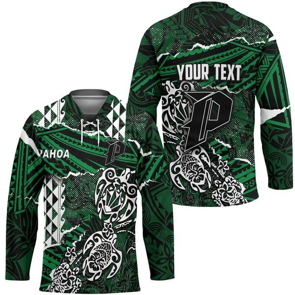 Hawaii Pahoa High & Intermediate School Custom Hockey Jersey Polynesian Turtle Style