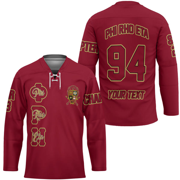 Fraternity Hockey Jersey - Personalized Phi Rho Eta Hockey Jersey Original Maroon Style