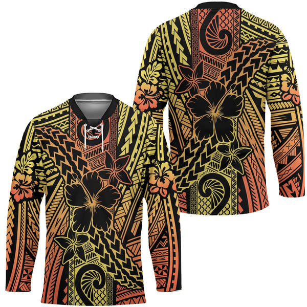 Hawaiian Reggae Hockey Jersey Polynesian Hibiscus Style