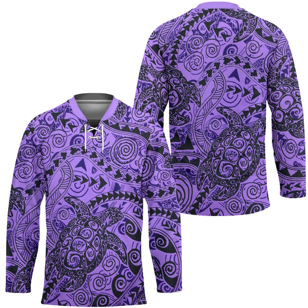 Hawaii Polynesian Turtle Hockey Jersey Purple Style