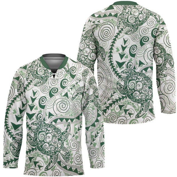 Hawaii Polynesian Turtle Hockey Jersey Green Style