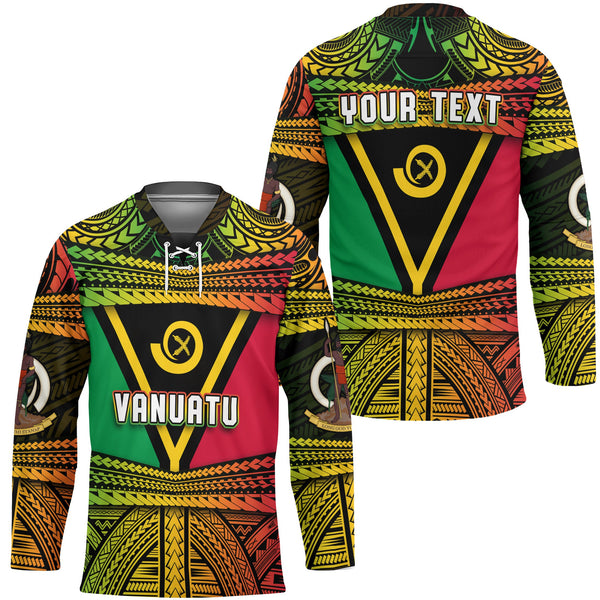 Custom Vanuatu Flag & Coat Of Arms Hockey Jersey Reggae Style