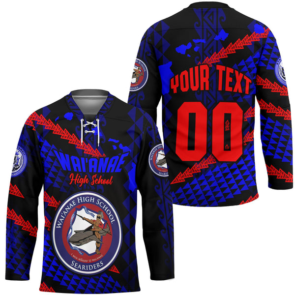 Hawaii Waianae High School Custom Hockey Jersey Map Style