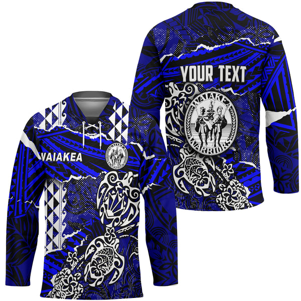 Hawaii Waiakea High School Custom Hockey Jersey Polynesian Turtle Style