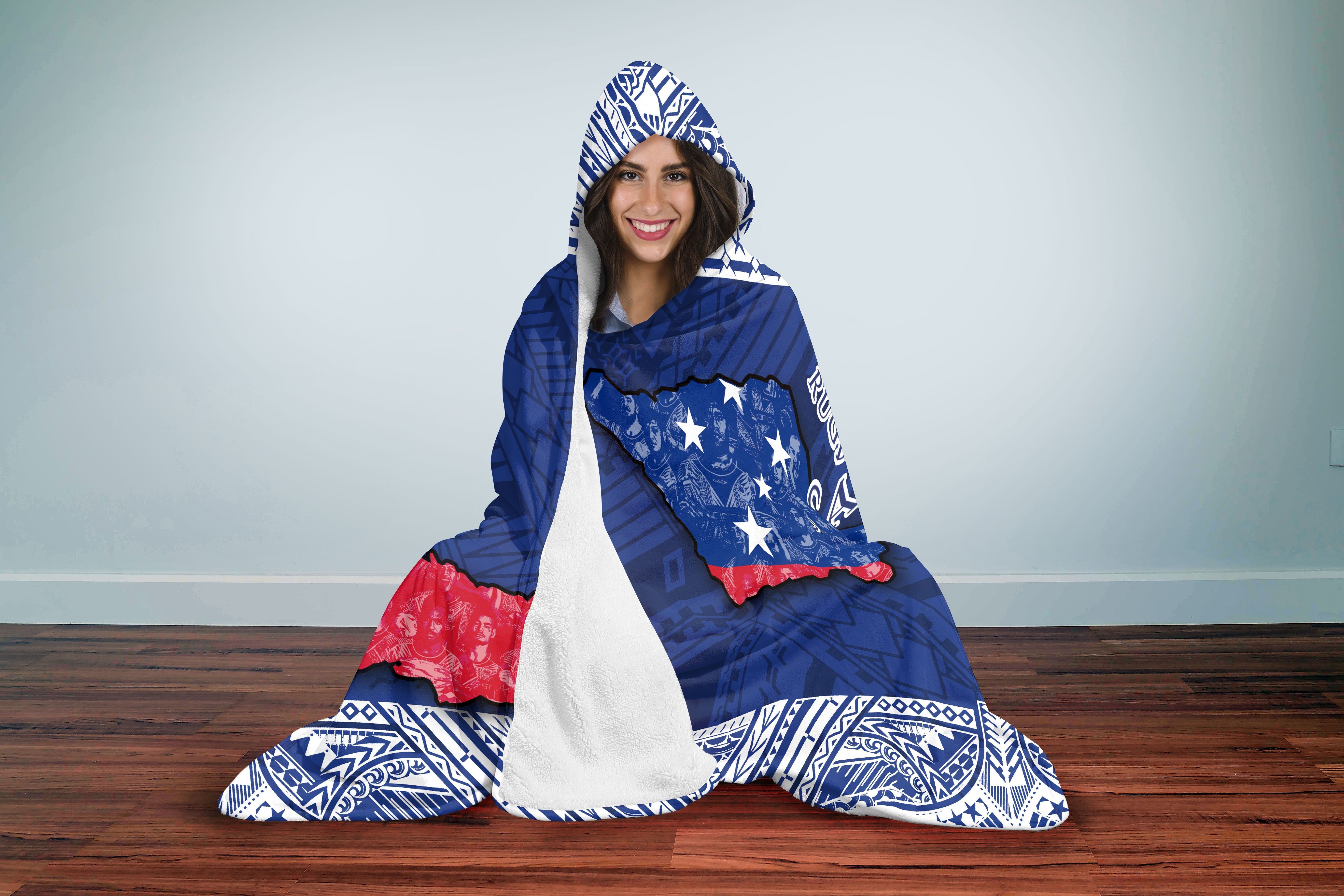 Samoa TOA Rugby Hooded Blanket Map Style