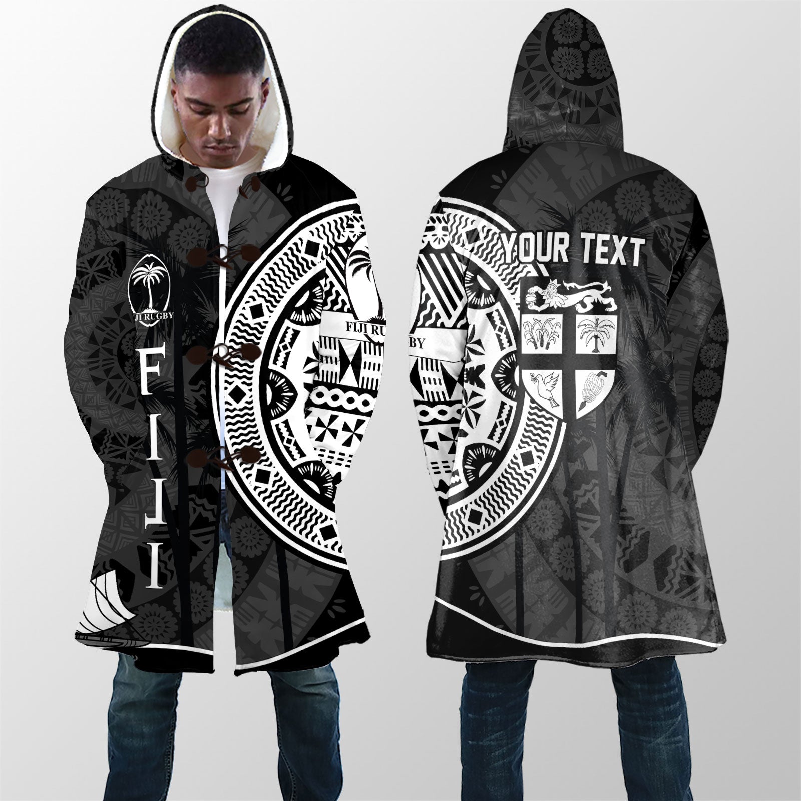 Custom Fiji Rugby Hooded Coat