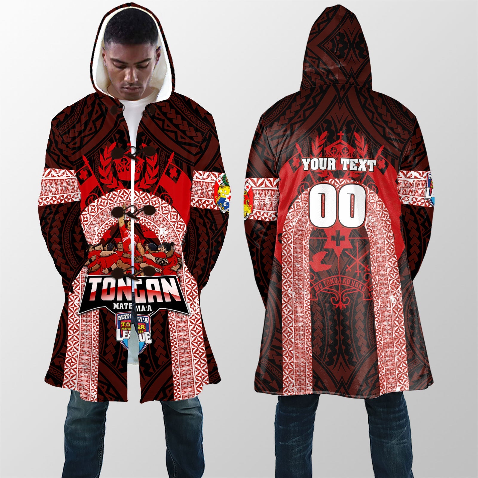 Custom Tonga Mate Ma'a Rugby League Hooded Coat