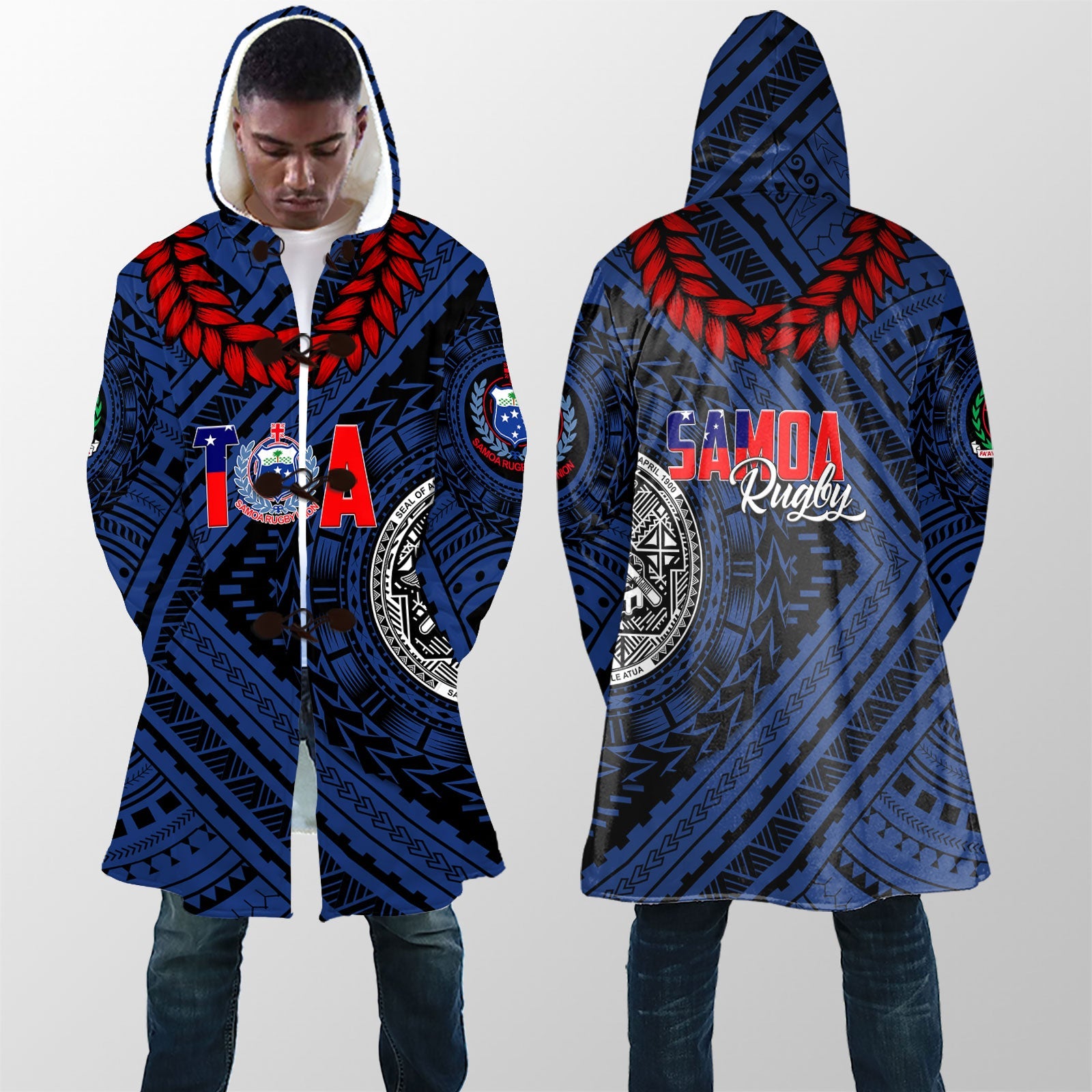 Polynesian Samoa Hooded Coat Toa Samoa Rugby Ula Fala Style