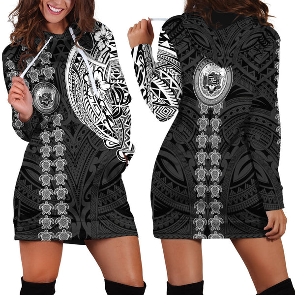 Hawaii Seal Polynesian Turtle Line Hoodie Dress