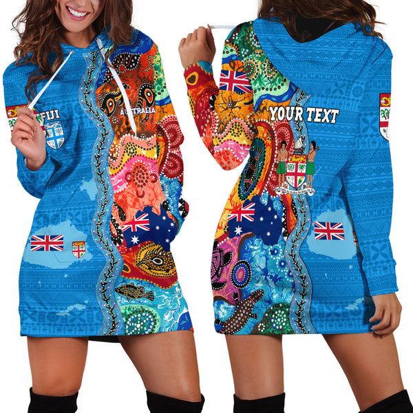 Custom Fiji Tapa & Australia Aboriginal Hoodie Dress