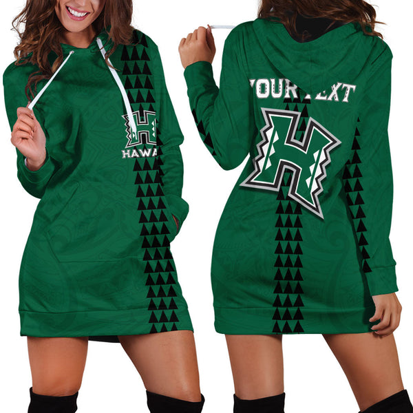 Custom Hawaii Rainbow Warriors Rugby Hoodie Dress