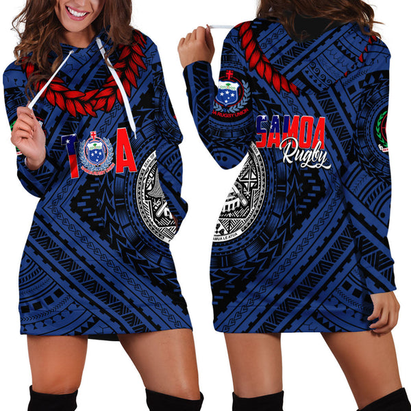 Polynesian Samoa Hoodie Dress Toa Samoa Rugby Ula Fala Style