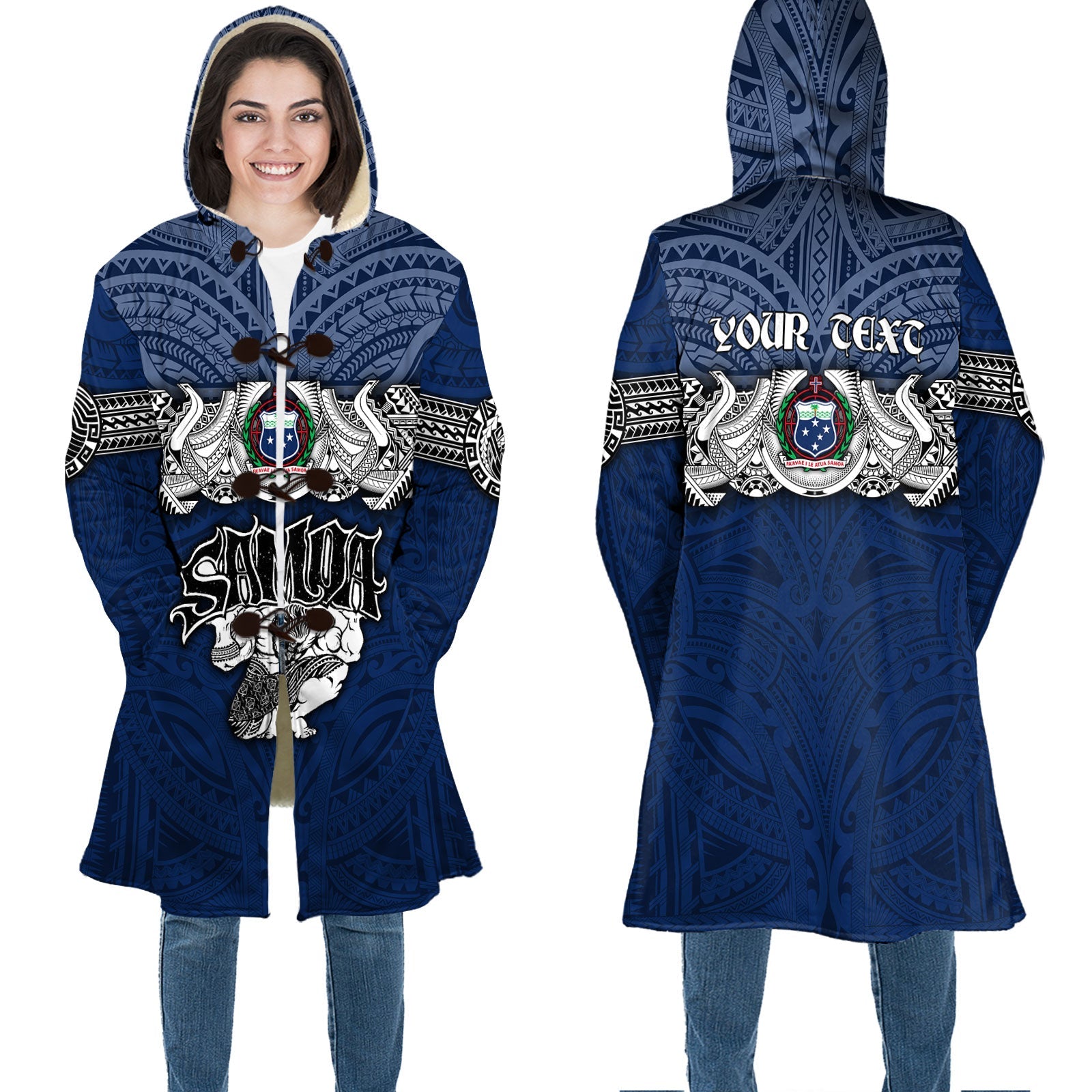 Custom Samoa Warrior Hooded Coat