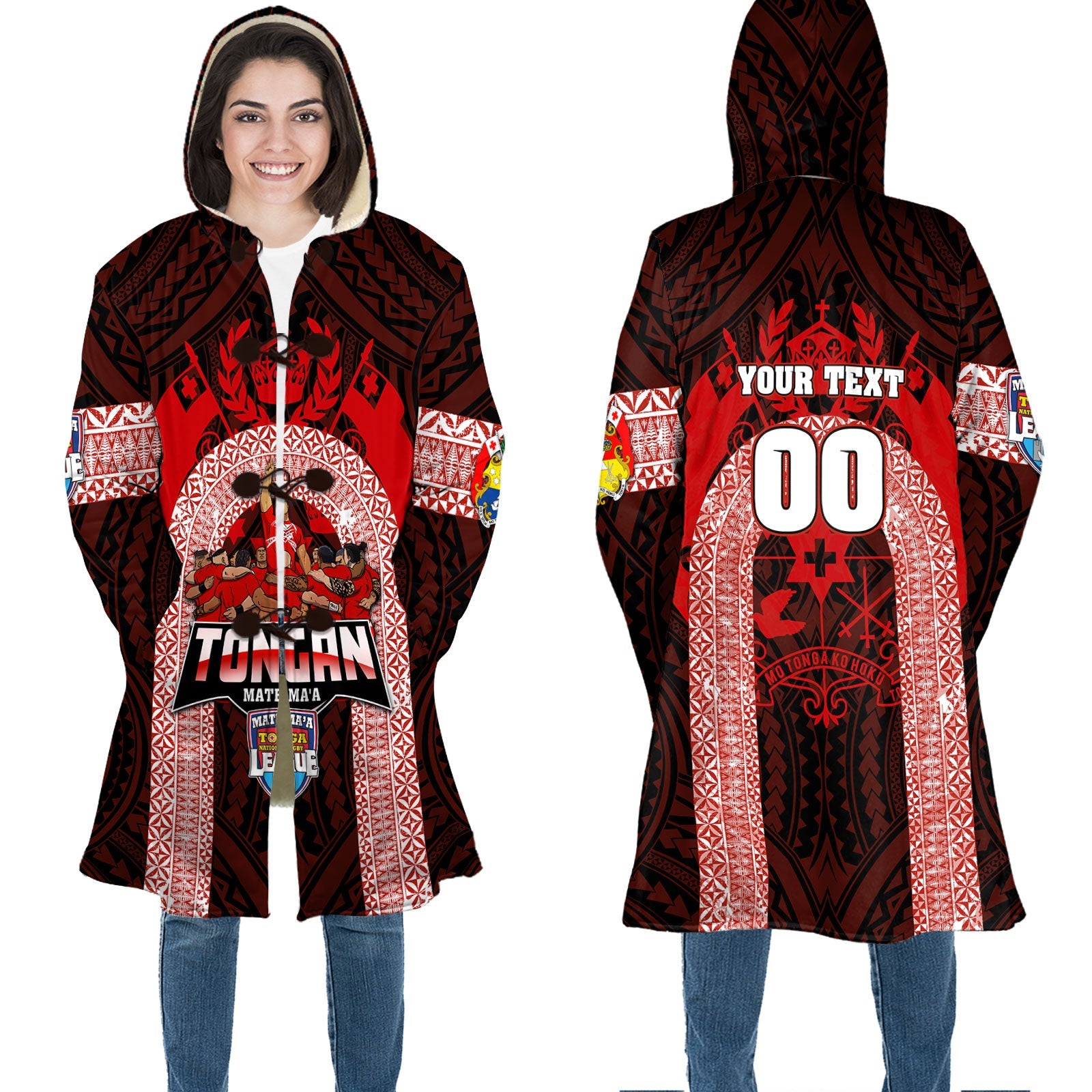 Custom Tonga Mate Ma'a Rugby League Hooded Coat