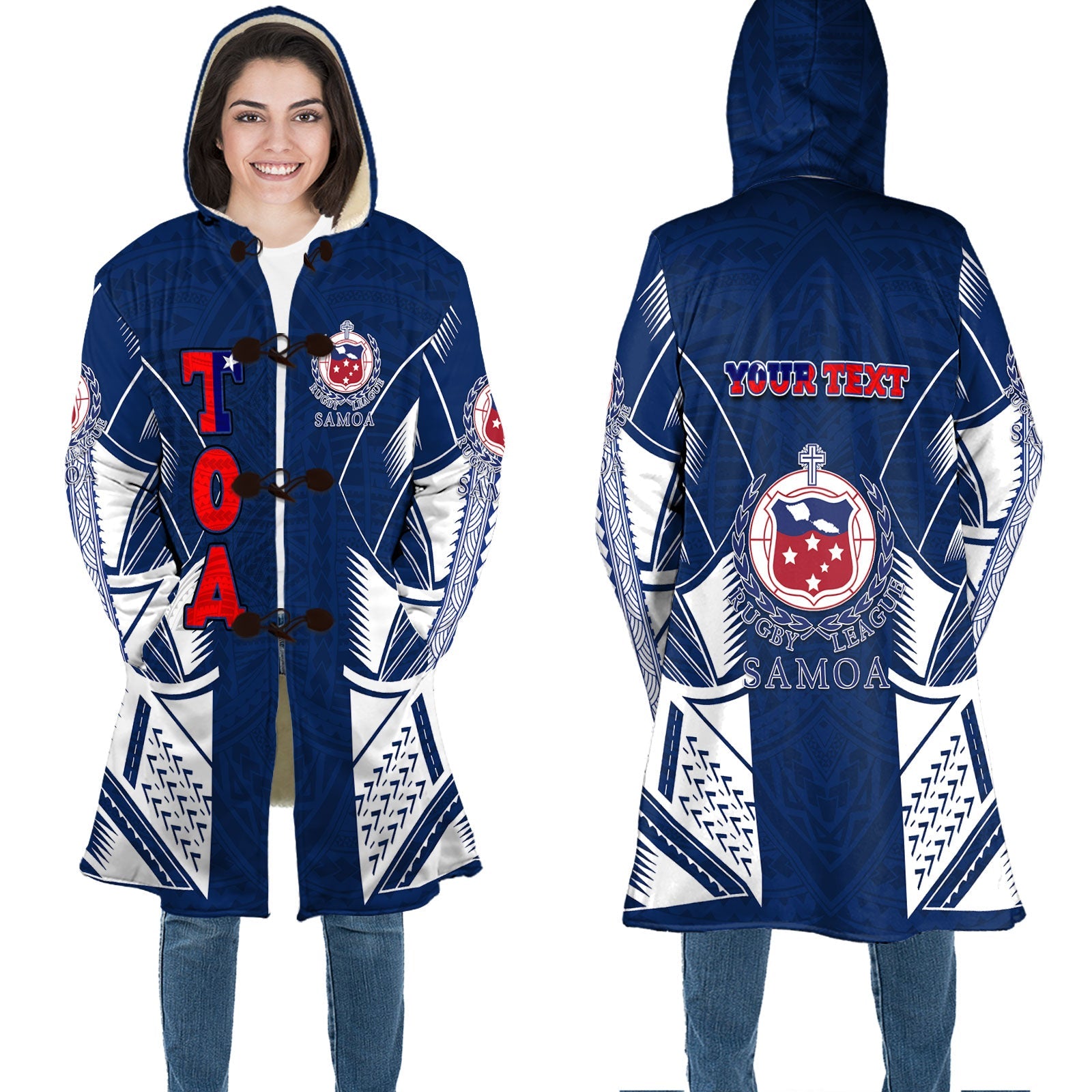 Custom TOA Samoa Rugby Hooded Coat