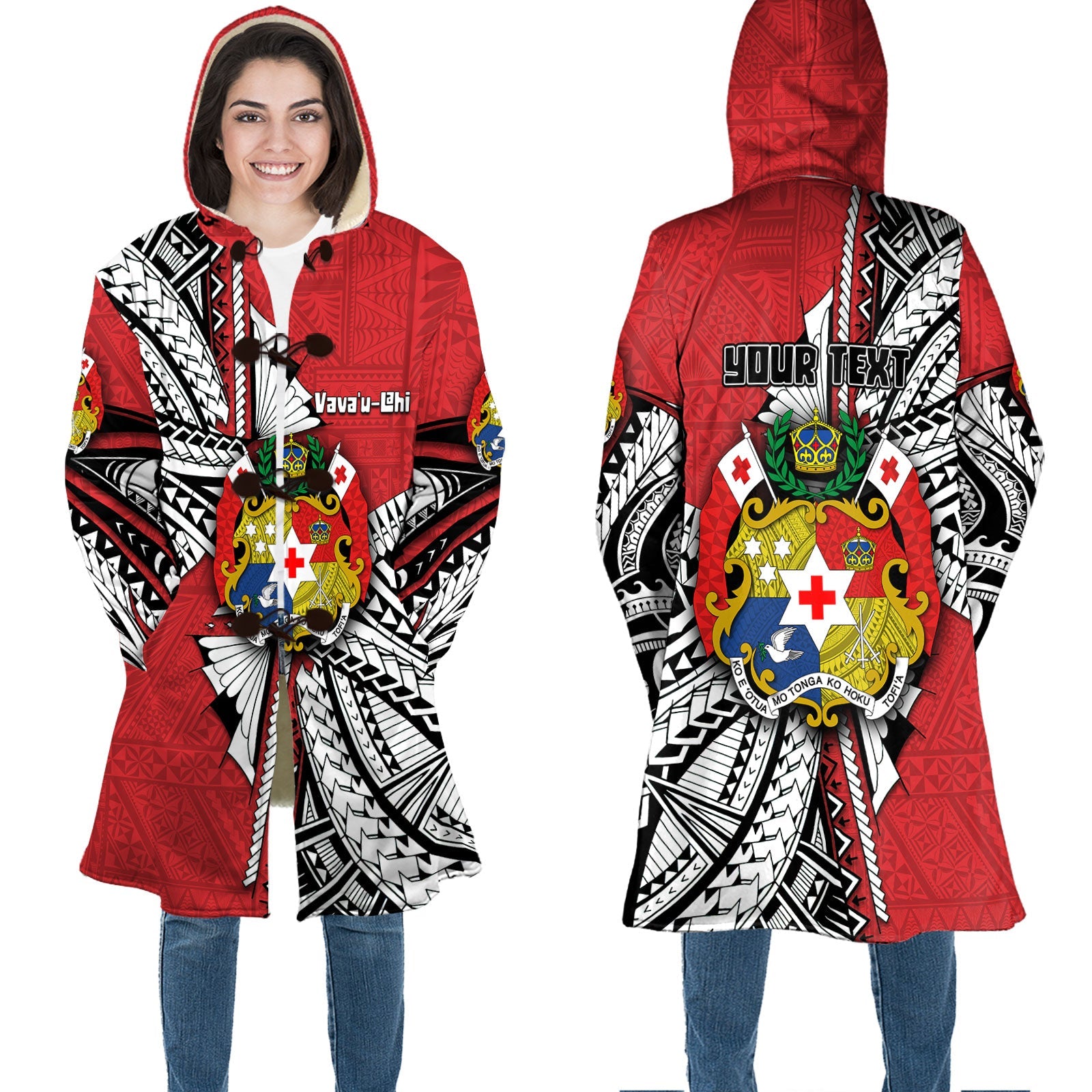 Custom Tonga Vava'u Lahi Coat Of Arms Hooded Coat