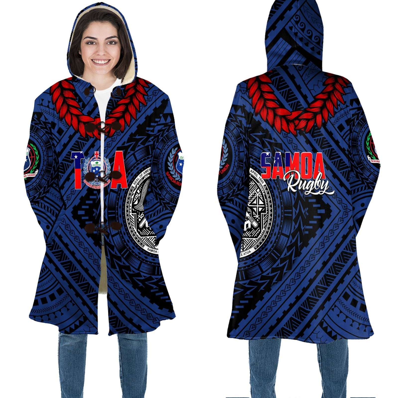 Polynesian Samoa Hooded Coat Toa Samoa Rugby Ula Fala Style