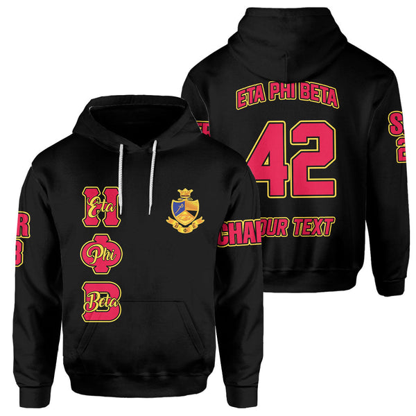 Sorority Hoodie - Personalized Eta Phi Beta Hoodie Original Black Style