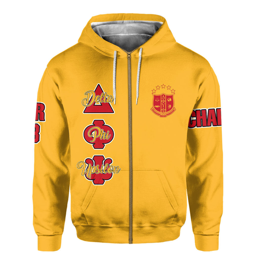 Fraternity Hoodie - Personalized Delta Phi Upsilon Zip Hoodie Original Yellow Style