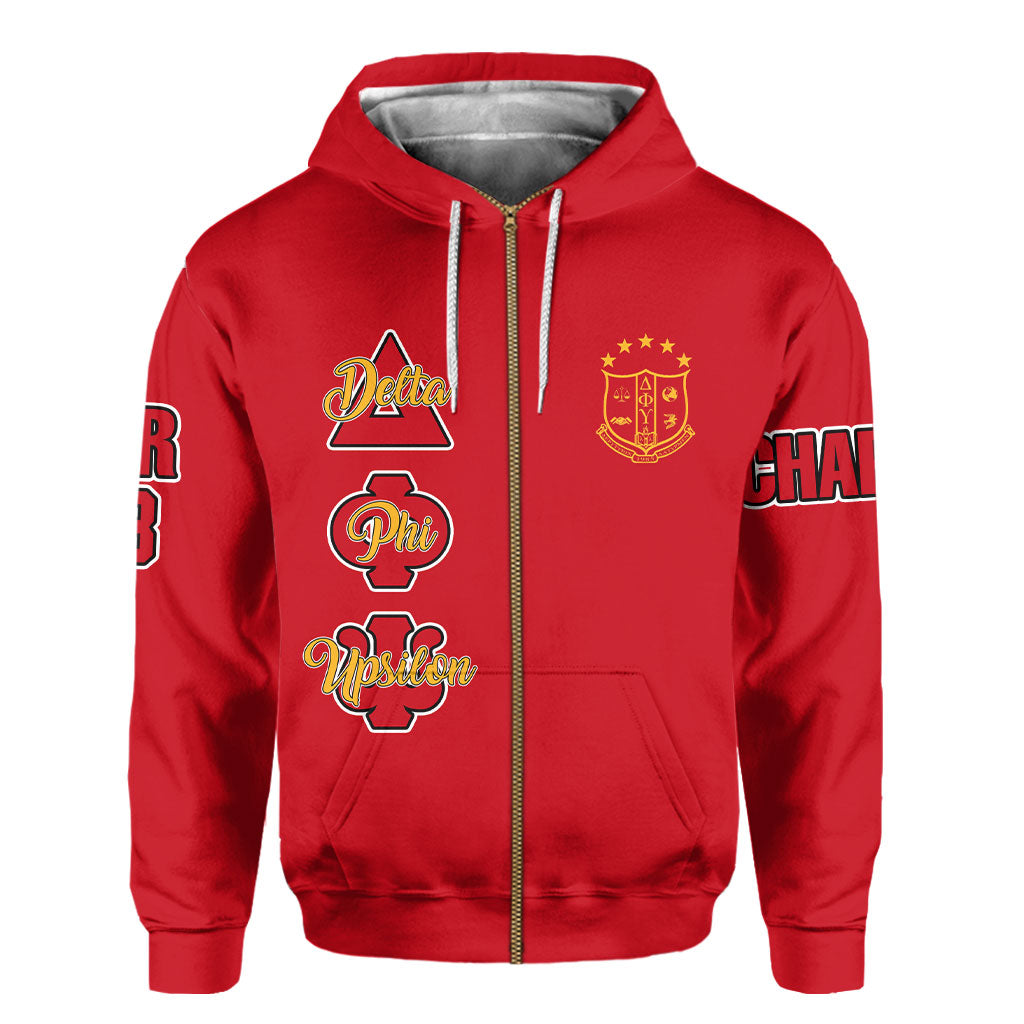 Fraternity Hoodie - Personalized Delta Phi Upsilon Zip Hoodie Original Red Style