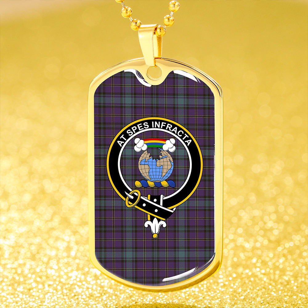 Hope Vere Weathered Clan Badge Classic Tartan Dog Tag Necklace