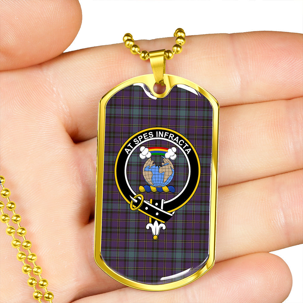 Hope Vere Weathered Clan Badge Classic Tartan Dog Tag Necklace