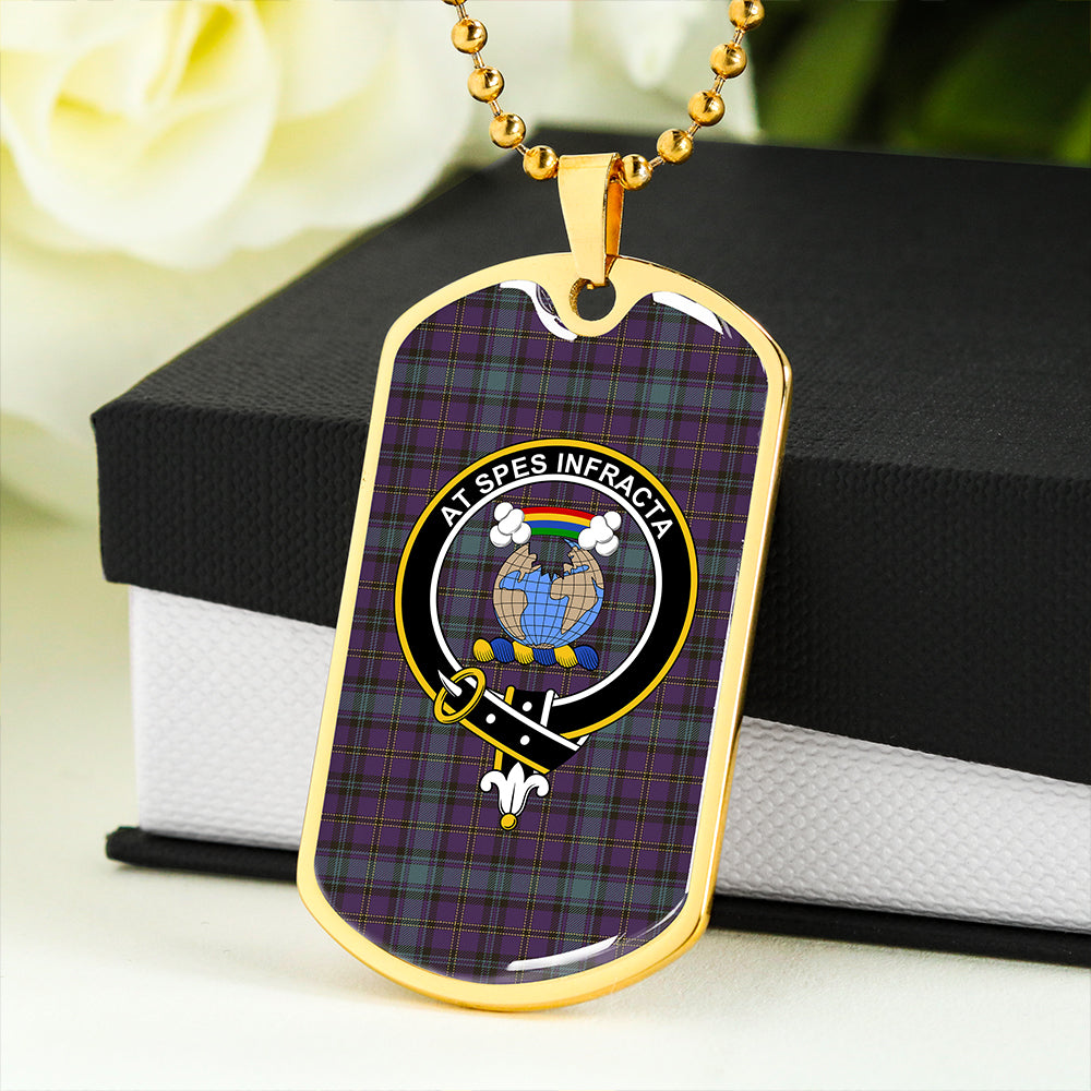 Hope Vere Weathered Clan Badge Classic Tartan Dog Tag Necklace