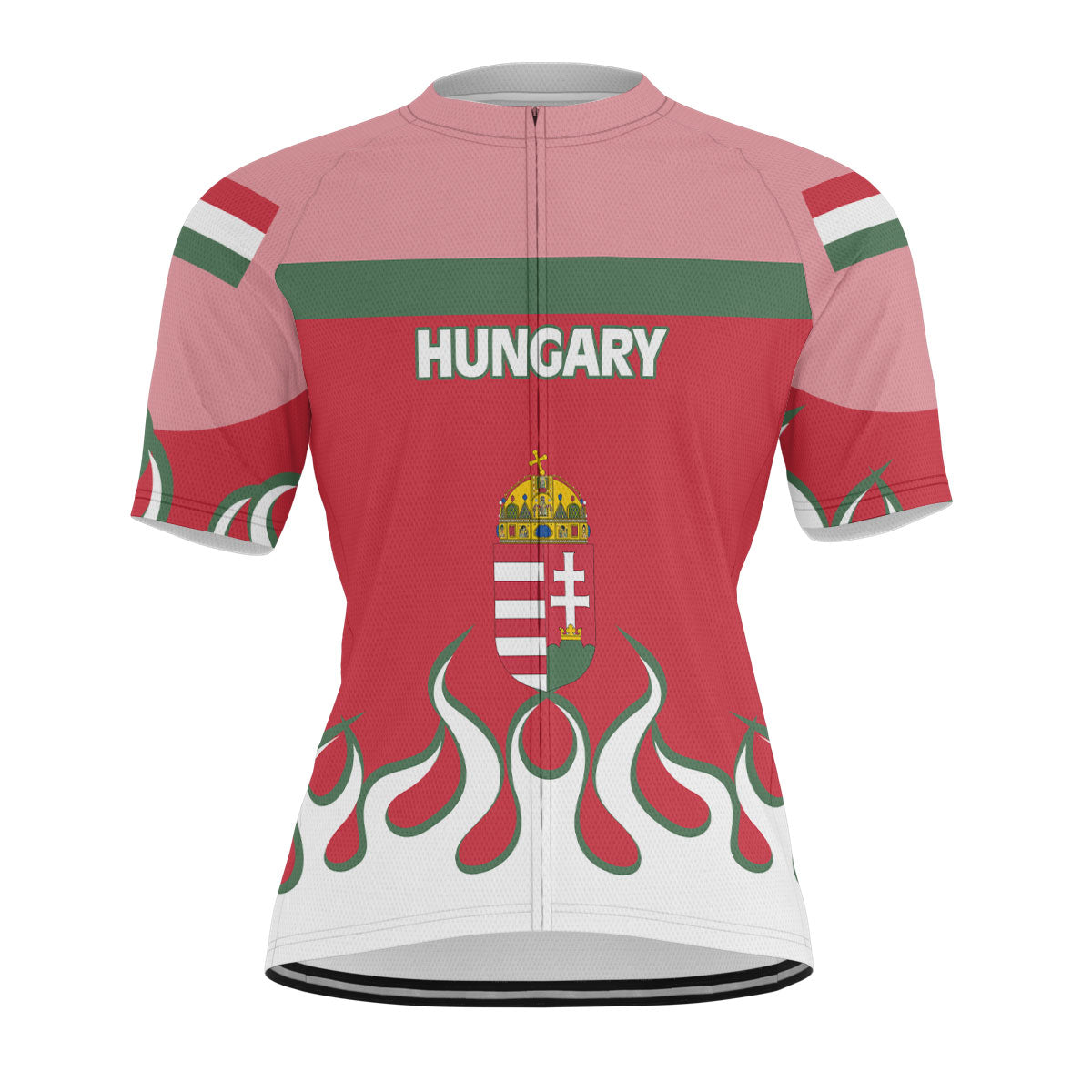 Hungary Men's Cycling Jersey Flag & Coat Of Arms Fire Hockey Style