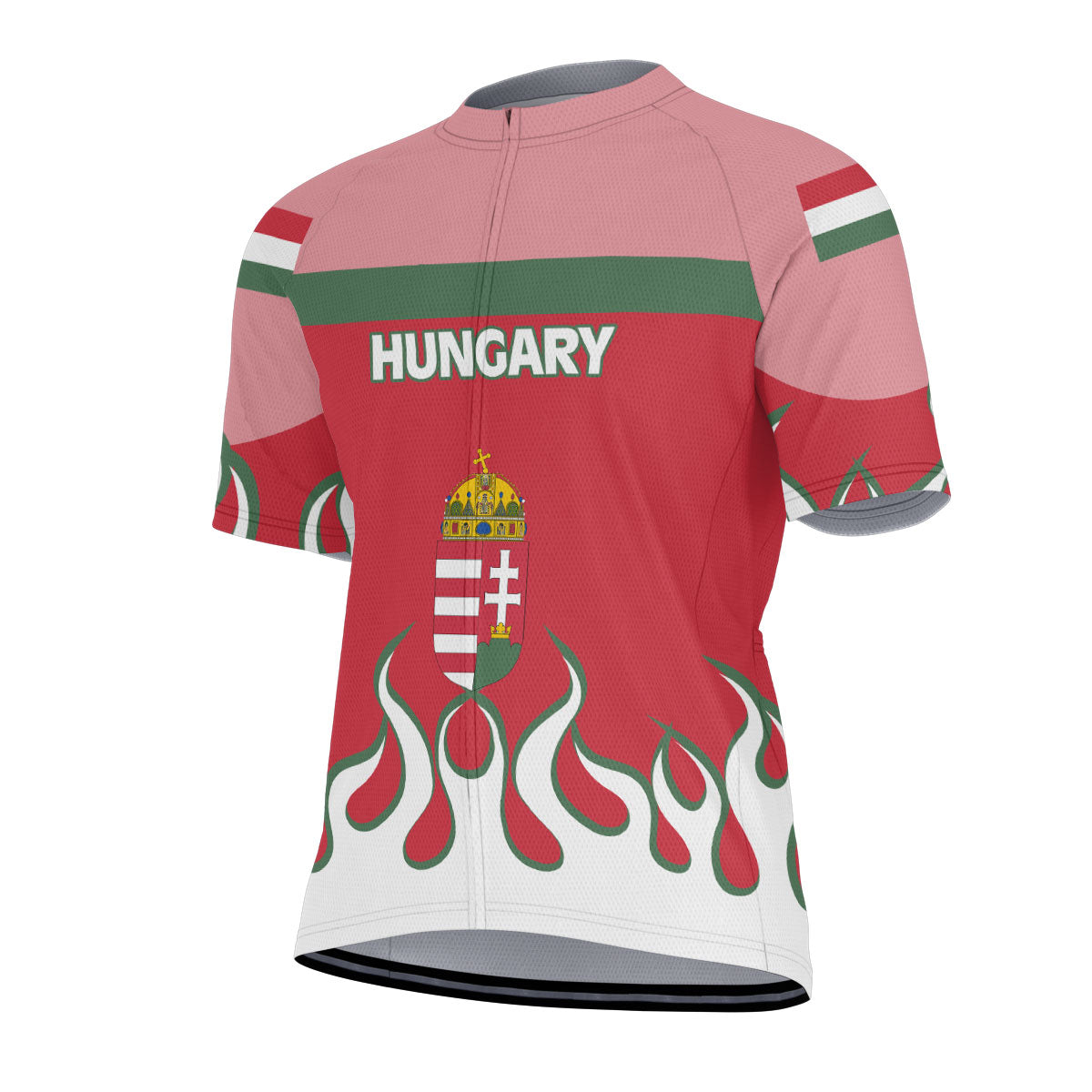 Hungary Men's Cycling Jersey Flag & Coat Of Arms Fire Hockey Style