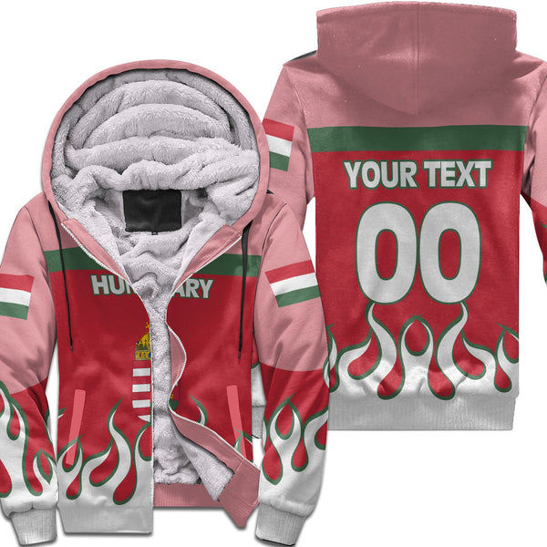 Hungary Sherpa Hoodie Flag & Coat Of Arms Fire Hockey Style