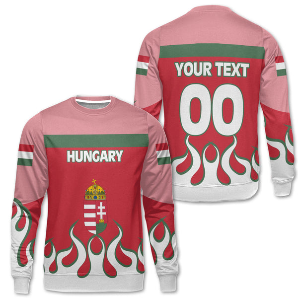 Hungary Sweatshirt Flag & Coat Of Arms Fire Hockey Style