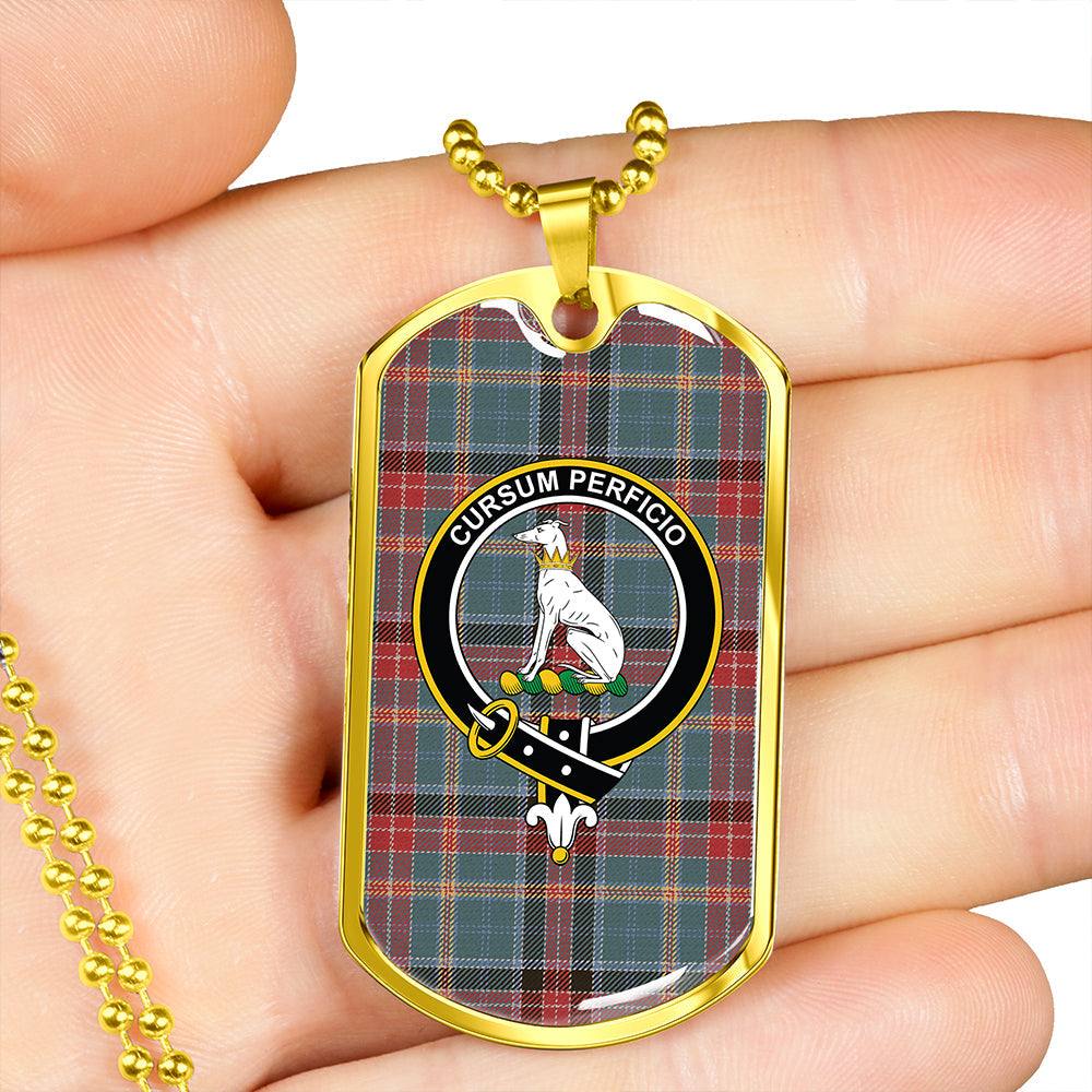 Hunter Old Weathered Clan Badge Classic Tartan Dog Tag Necklace