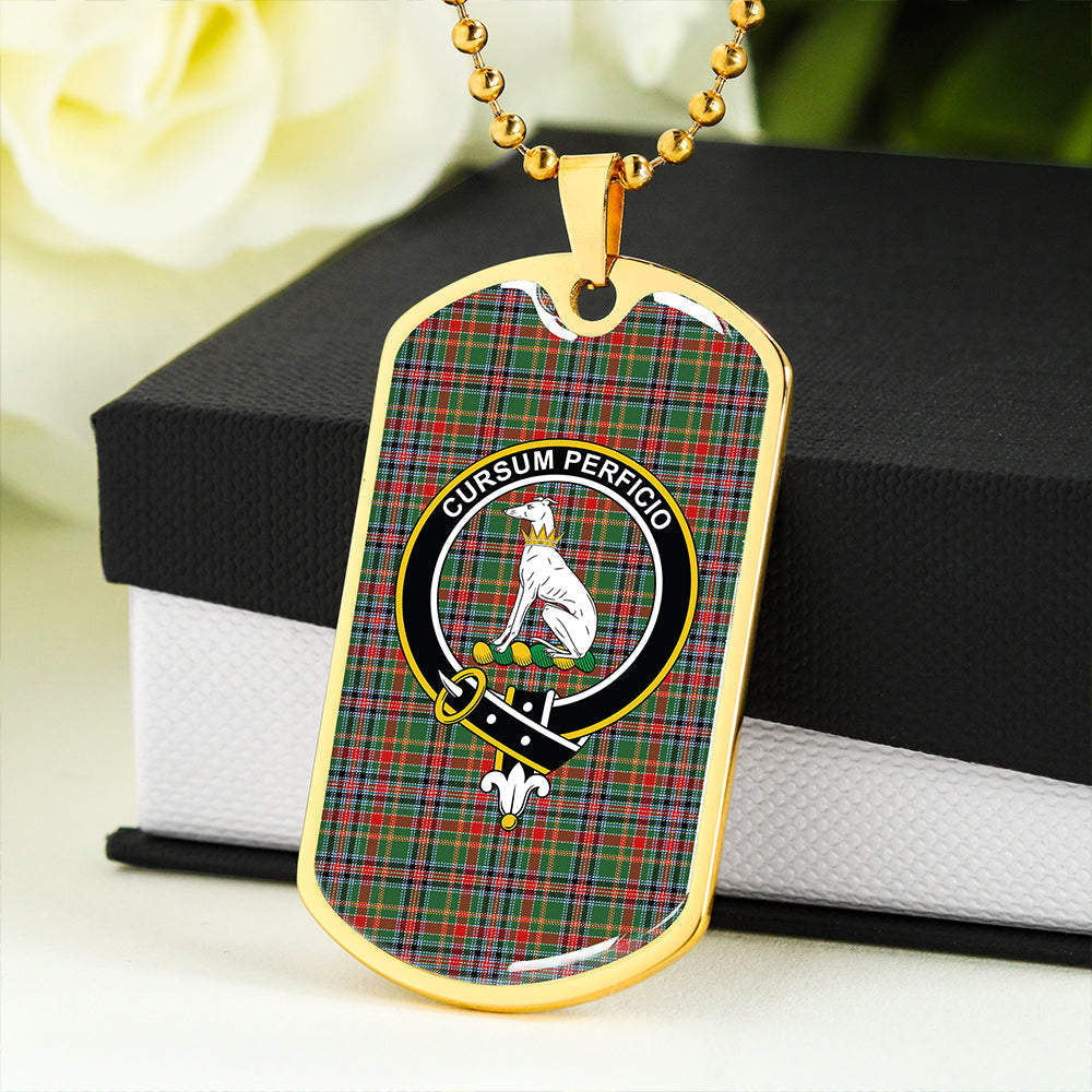 Hunter Old #3 Weathered Clan Badge Classic Tartan Dog Tag Necklace