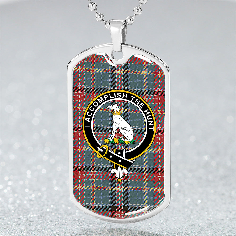 Hunter Old (Michael Old) Weathered Clan Badge Classic Tartan Dog Tag Necklace