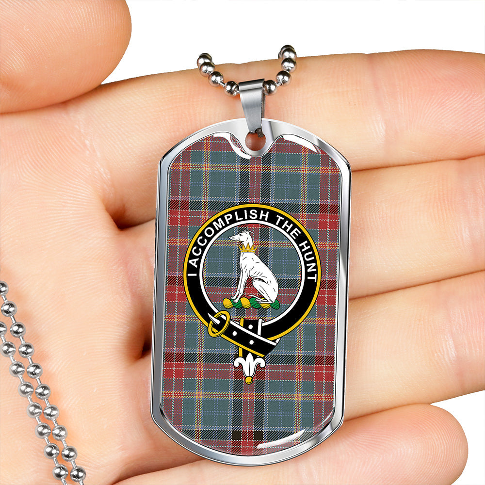 Hunter Old (Michael Old) Weathered Clan Badge Classic Tartan Dog Tag Necklace