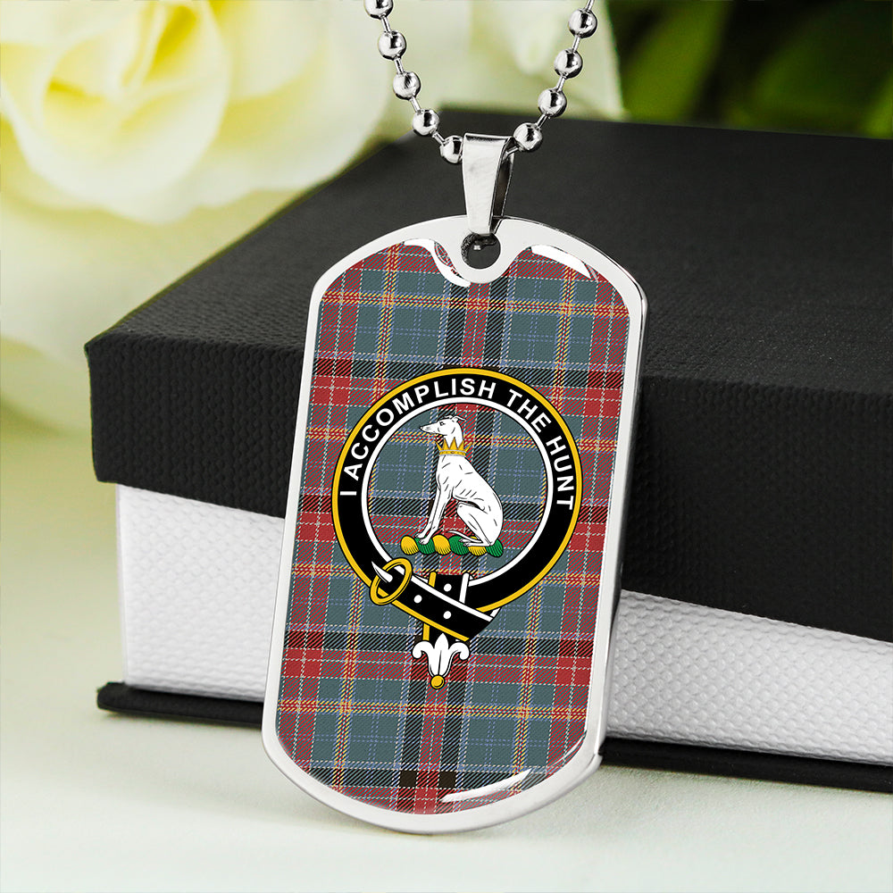 Hunter Old (Michael Old) Weathered Clan Badge Classic Tartan Dog Tag Necklace