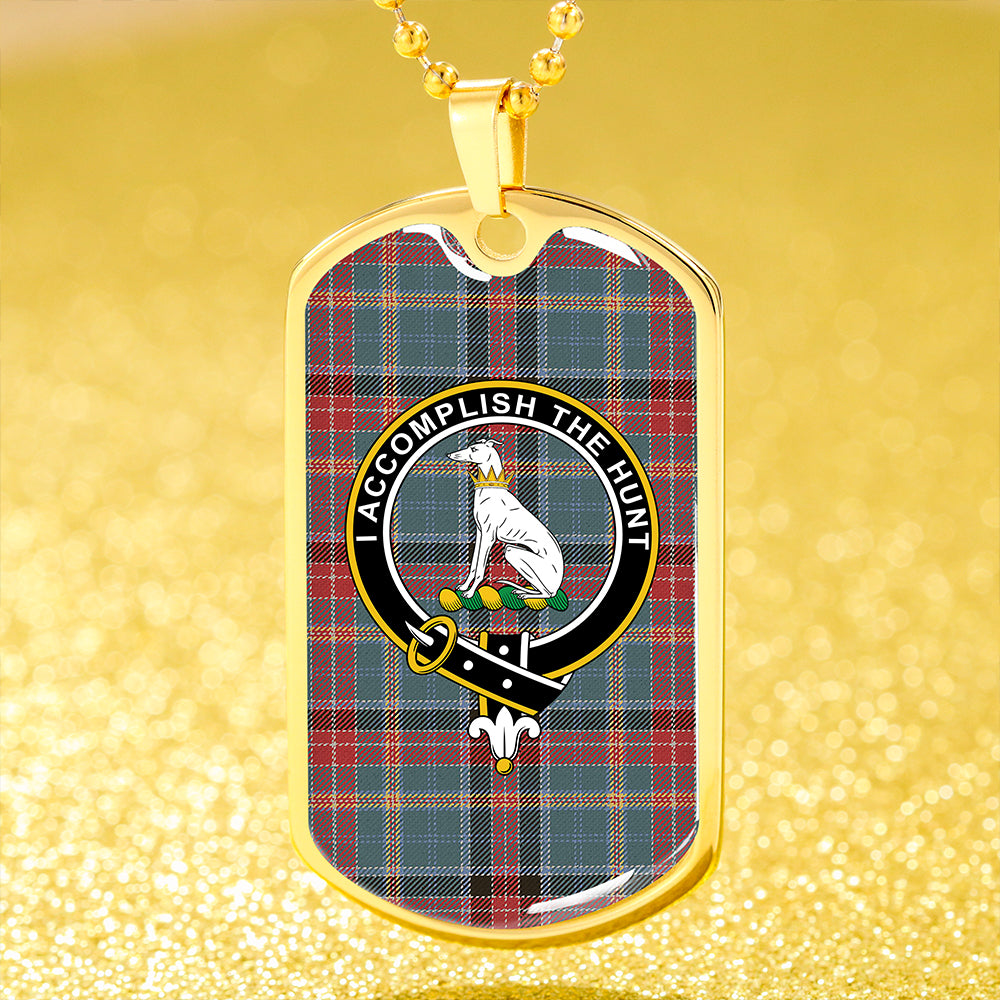 Hunter Old (Michael Old) Weathered Clan Badge Classic Tartan Dog Tag Necklace
