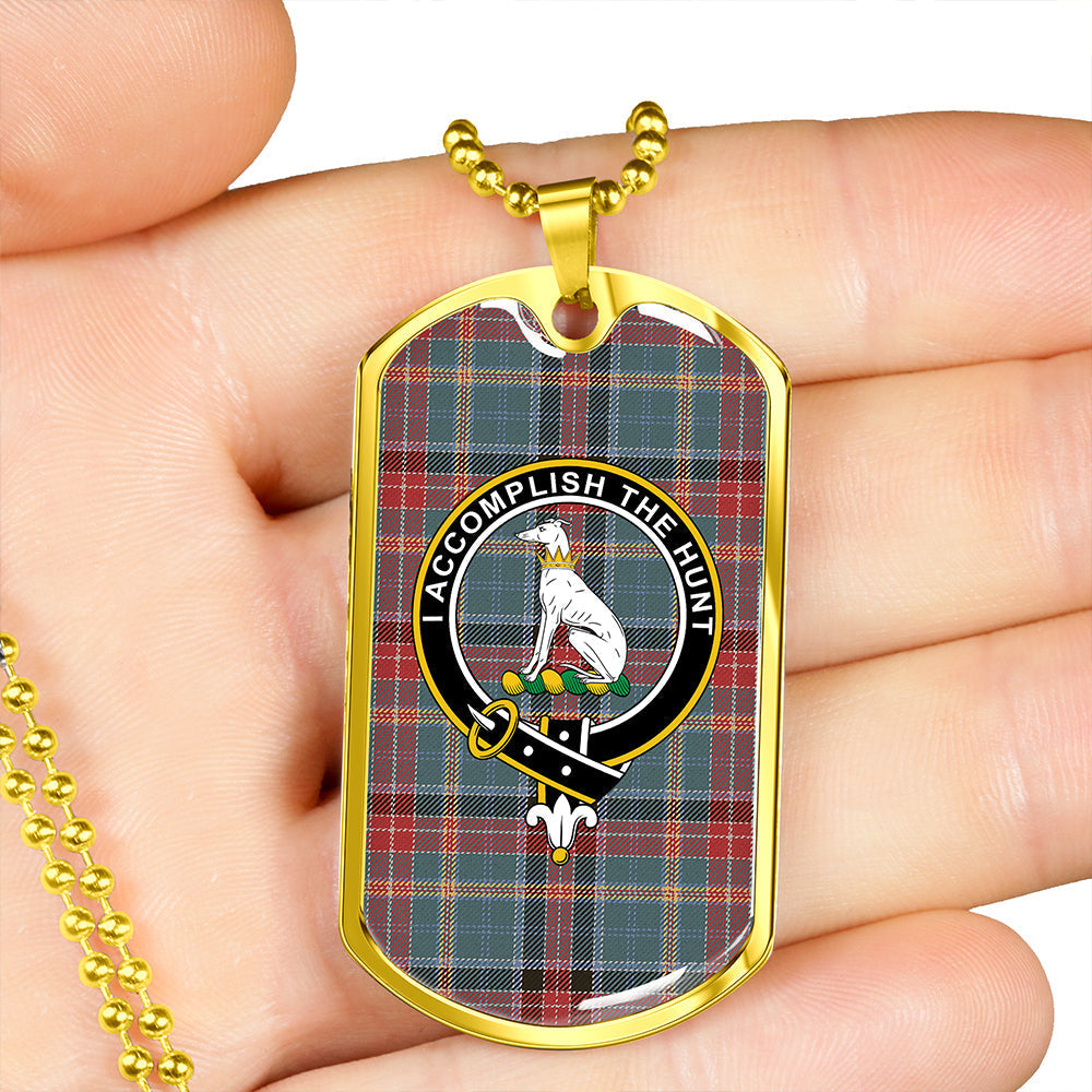 Hunter Old (Michael Old) Weathered Clan Badge Classic Tartan Dog Tag Necklace