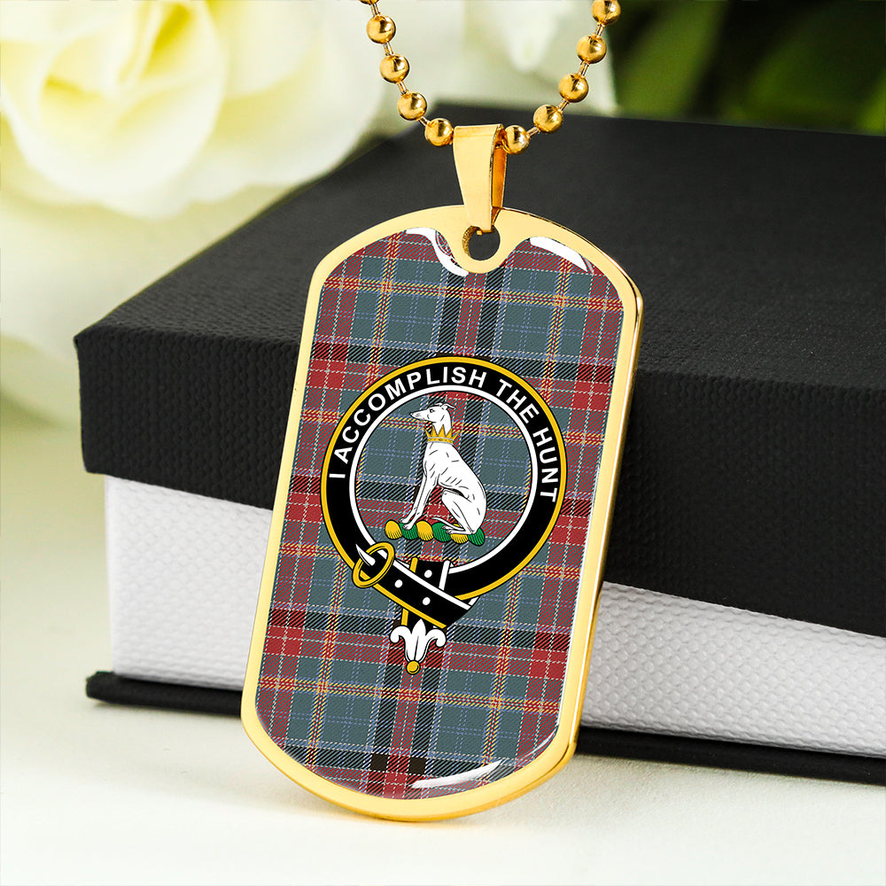 Hunter Old (Michael Old) Weathered Clan Badge Classic Tartan Dog Tag Necklace