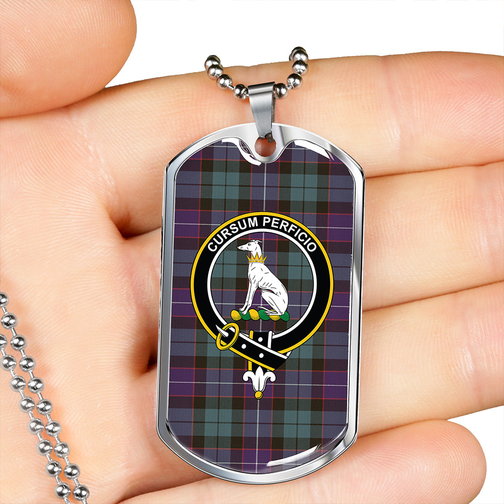 Hunter Weathered Clan Badge Classic Tartan Dog Tag Necklace