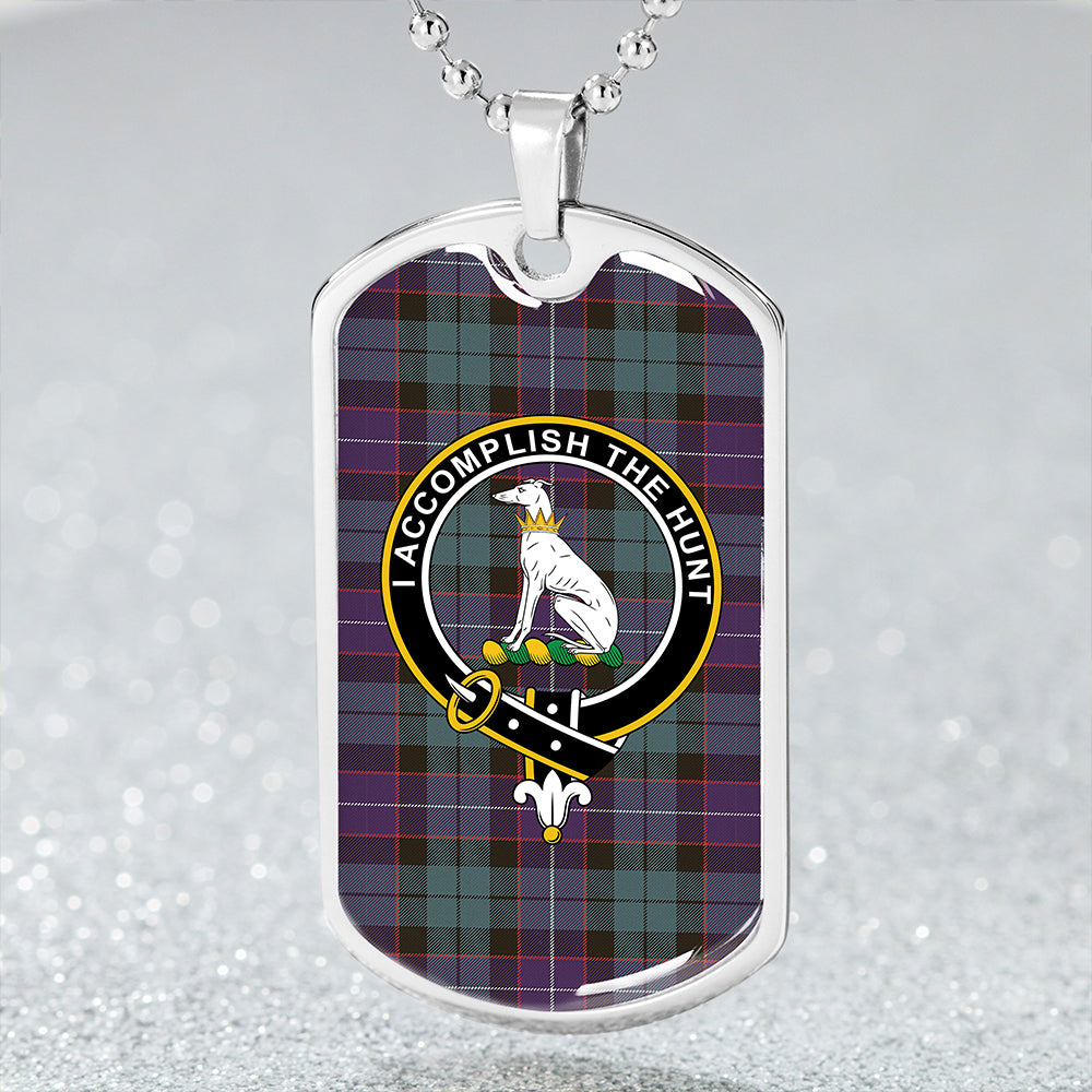 Hunter (Michael) Weathered Clan Badge Classic Tartan Dog Tag Necklace