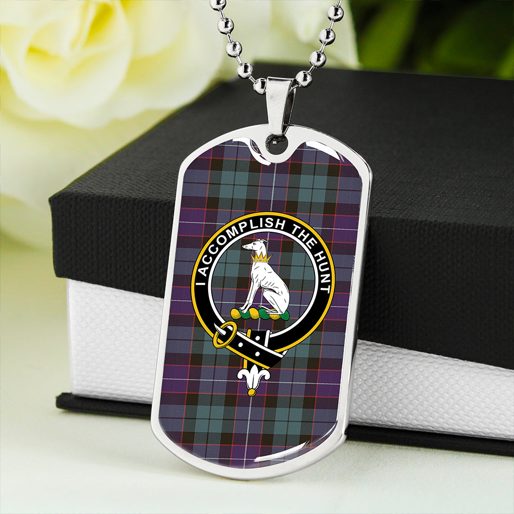 Hunter (Michael) Weathered Clan Badge Classic Tartan Dog Tag Necklace
